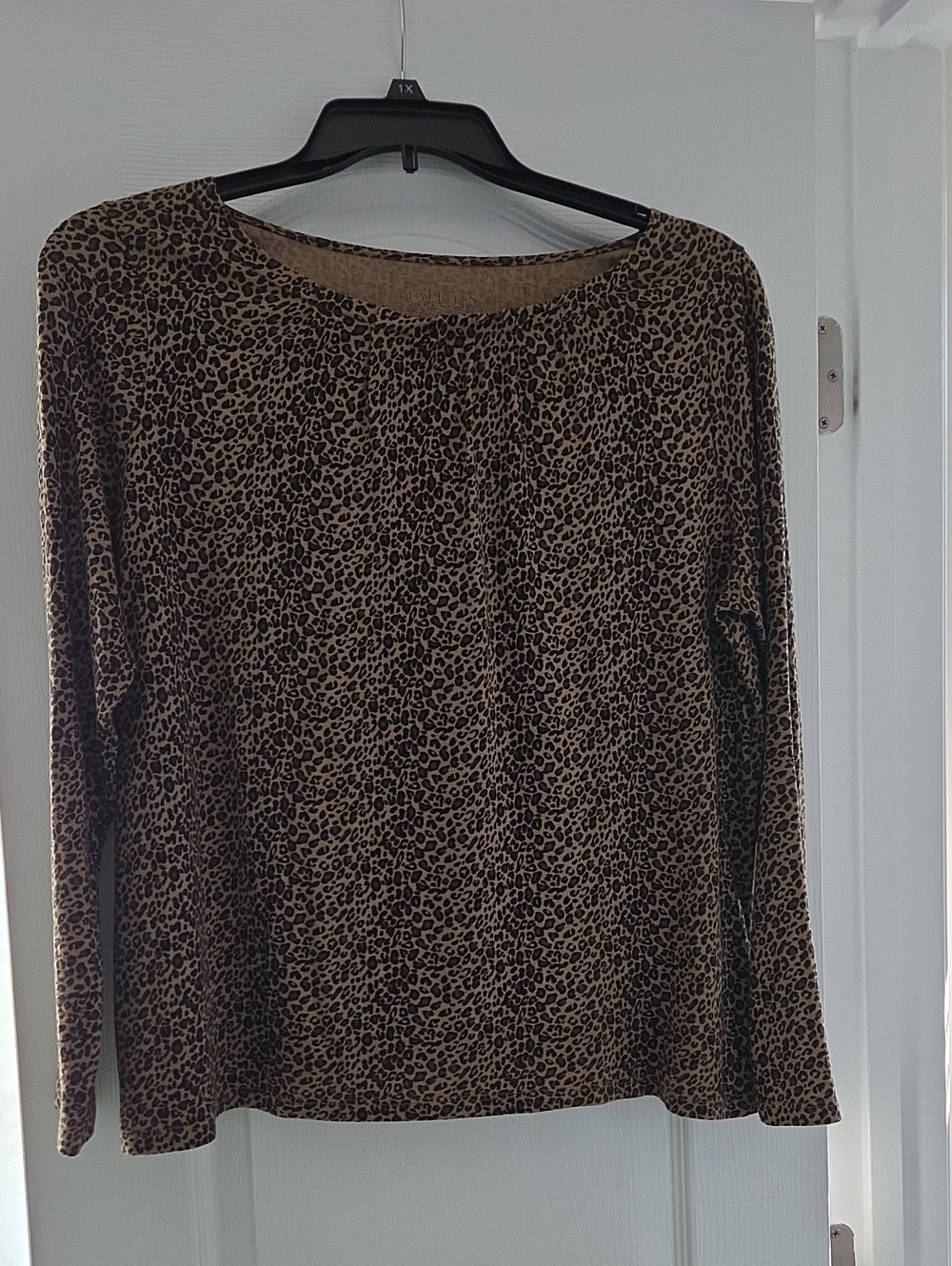 Talbots Brown Leopard-Print Long Sleeve Top